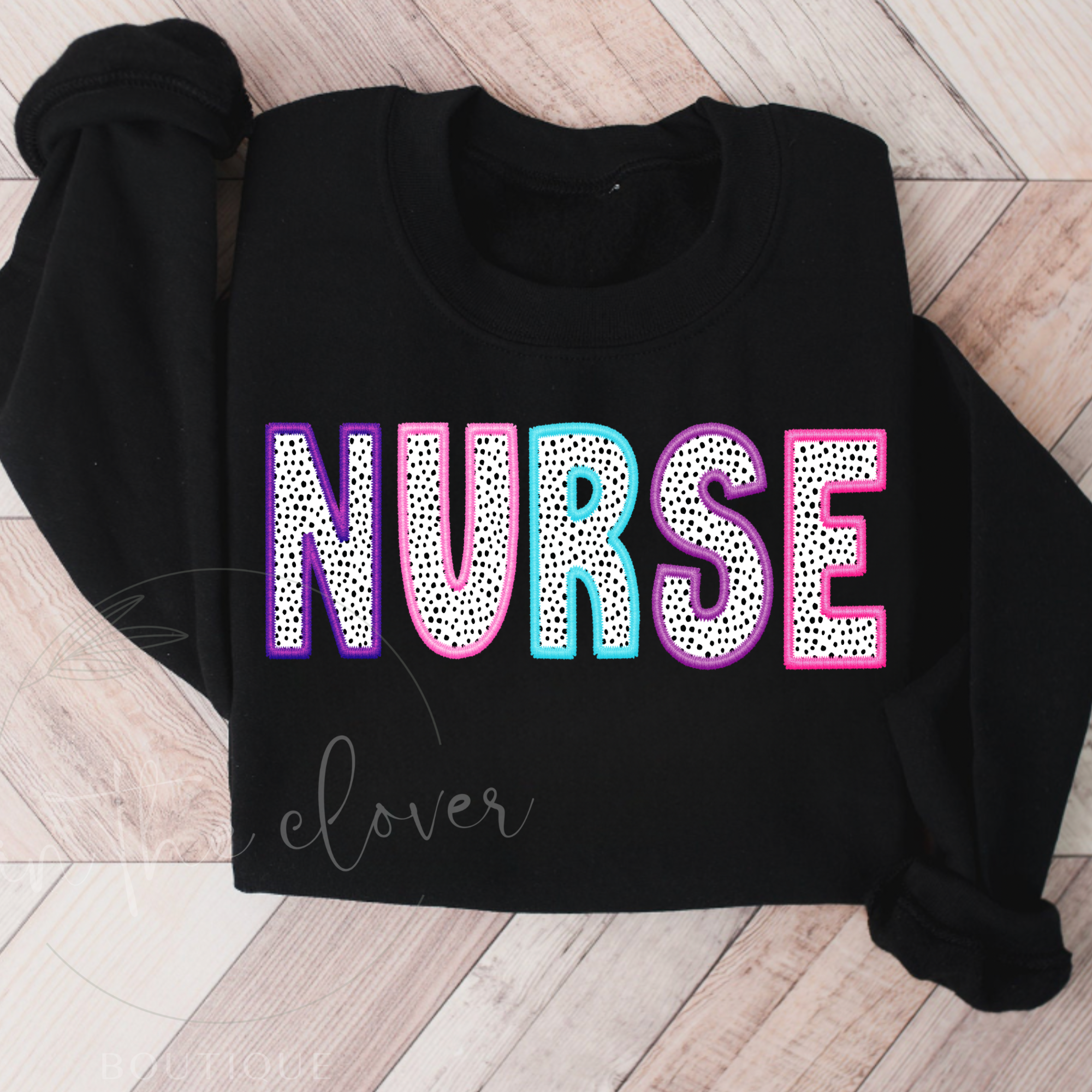 Pastel NURSE Faux Embroidery