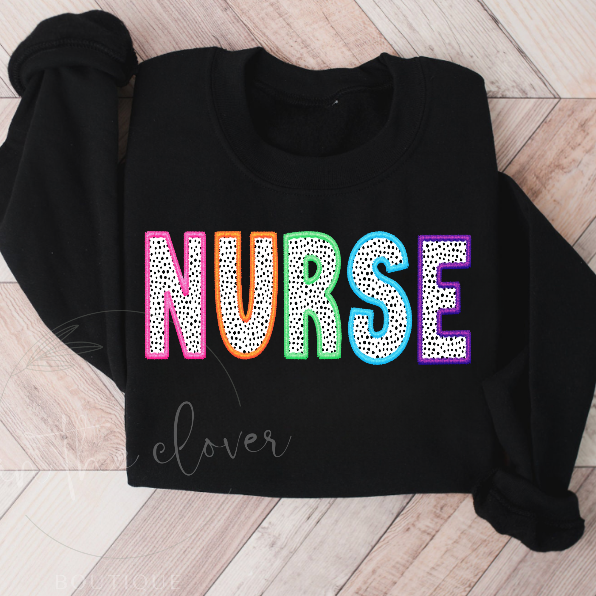 Multi-color NURSE Faux Embroidery