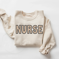 Neutral Dotted Nurse Faux Embroidery Sand Crewneck