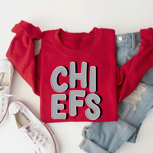 Staggered Block Chiefs Red Crewneck