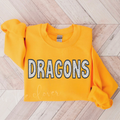 Dragons Black Faux Embroidery Gold Crewneck