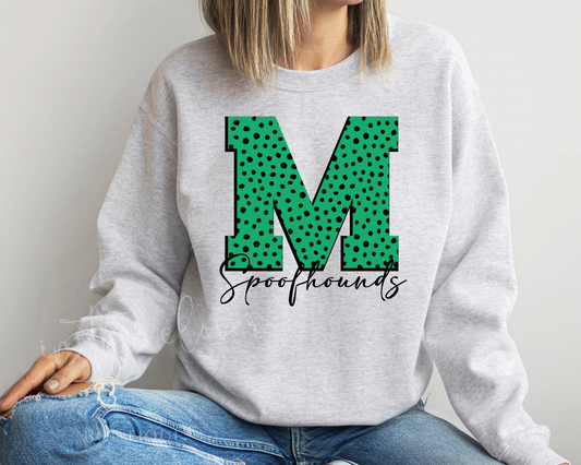 Dotted Green M Spoofhounds Grey Crewneck