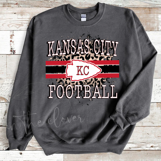 Kansas City Football Leopard Splatter Charcoal