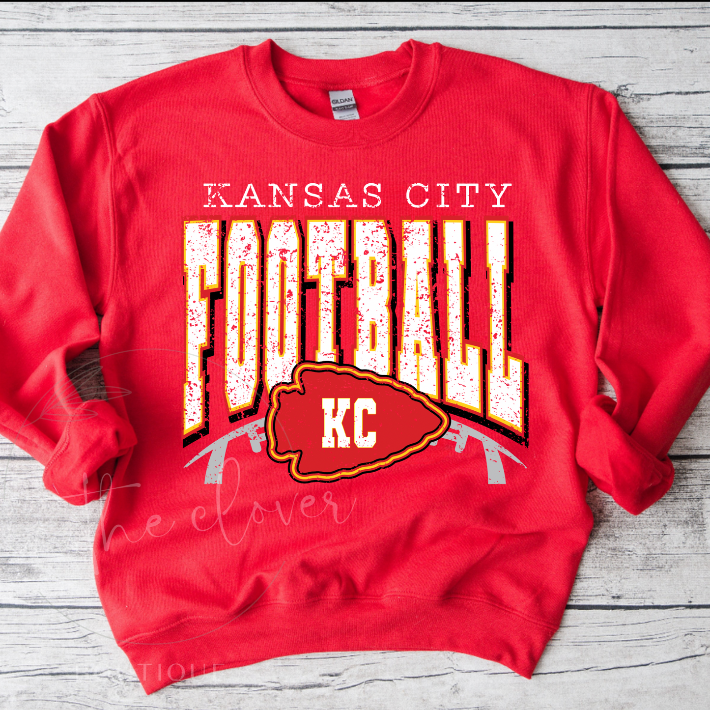 Distressed Kansas City Football Layered Arrowhead Red