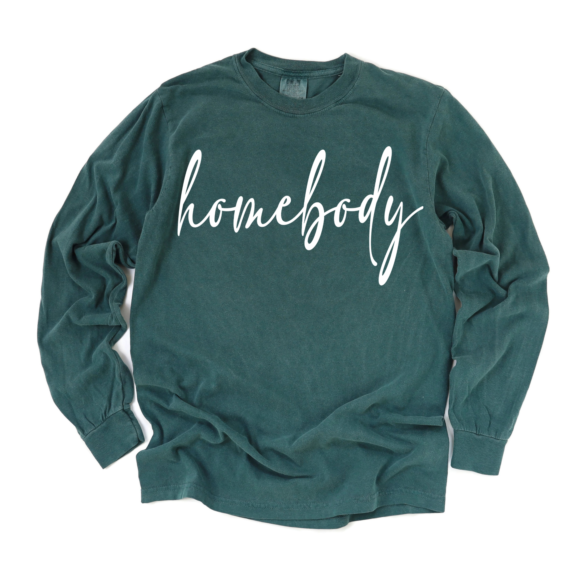 Homebody Script Blue Spruce Longsleeve Tee