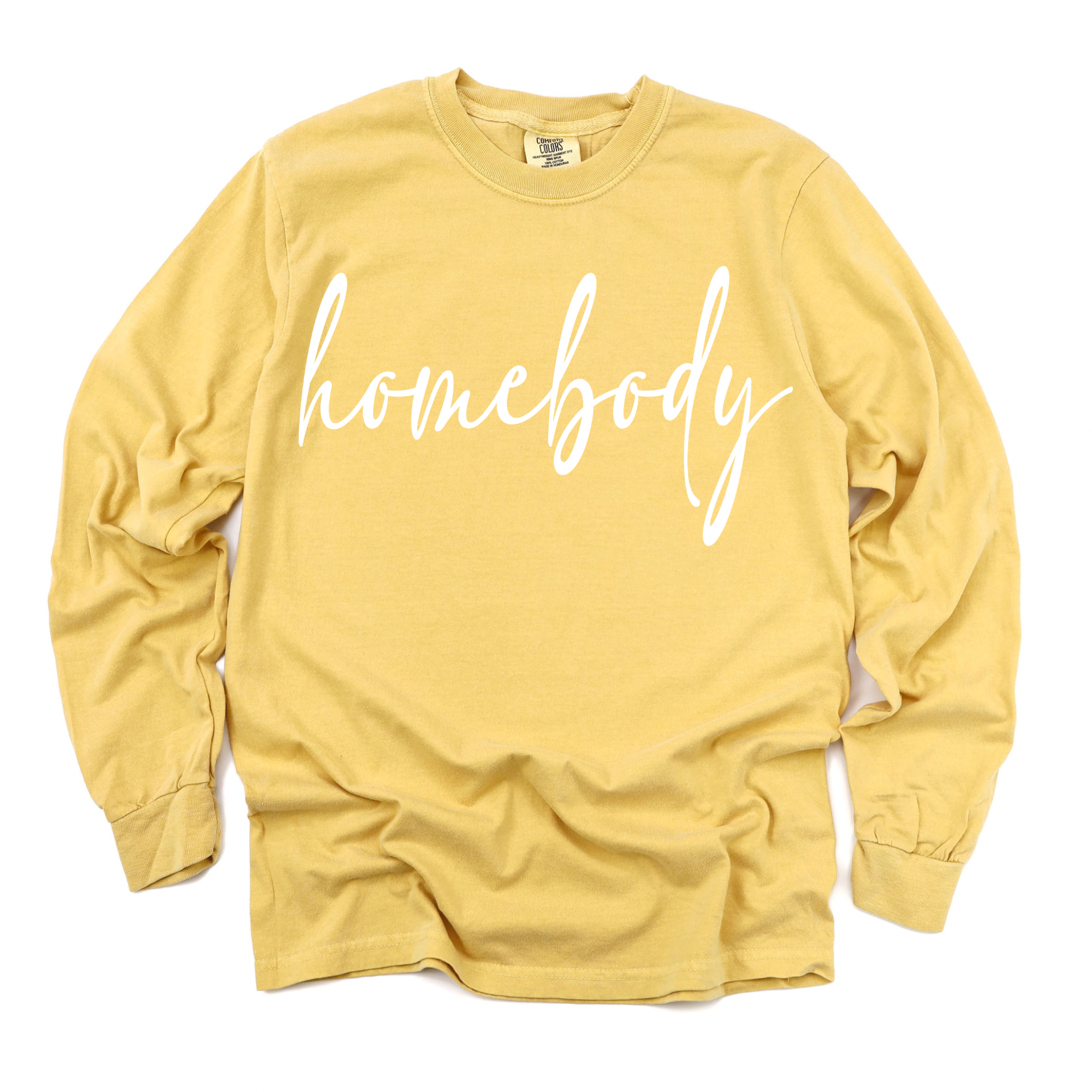 Homebody Script Mustard Longsleeve Tee