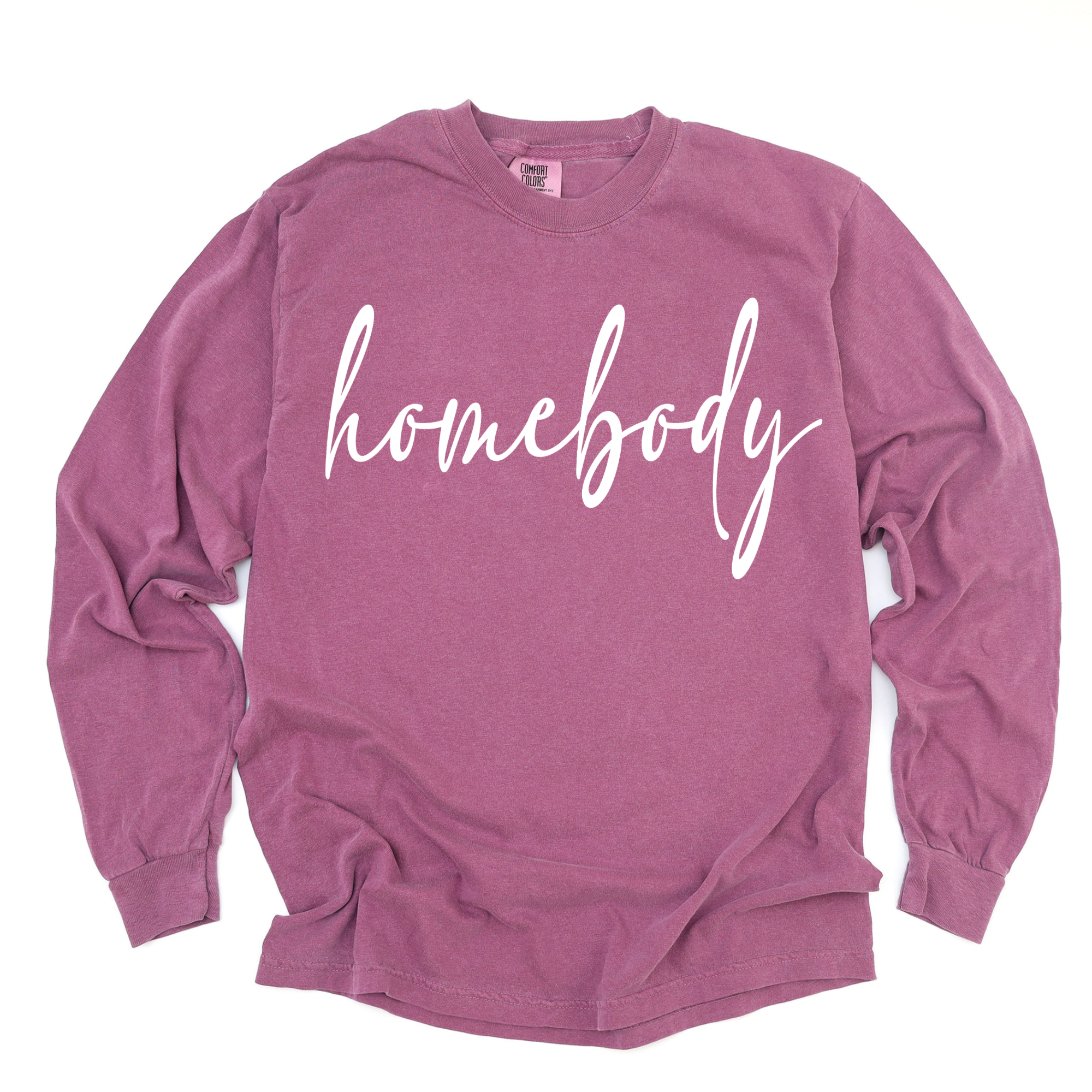 Homebody Script Berry Longsleeve Tee