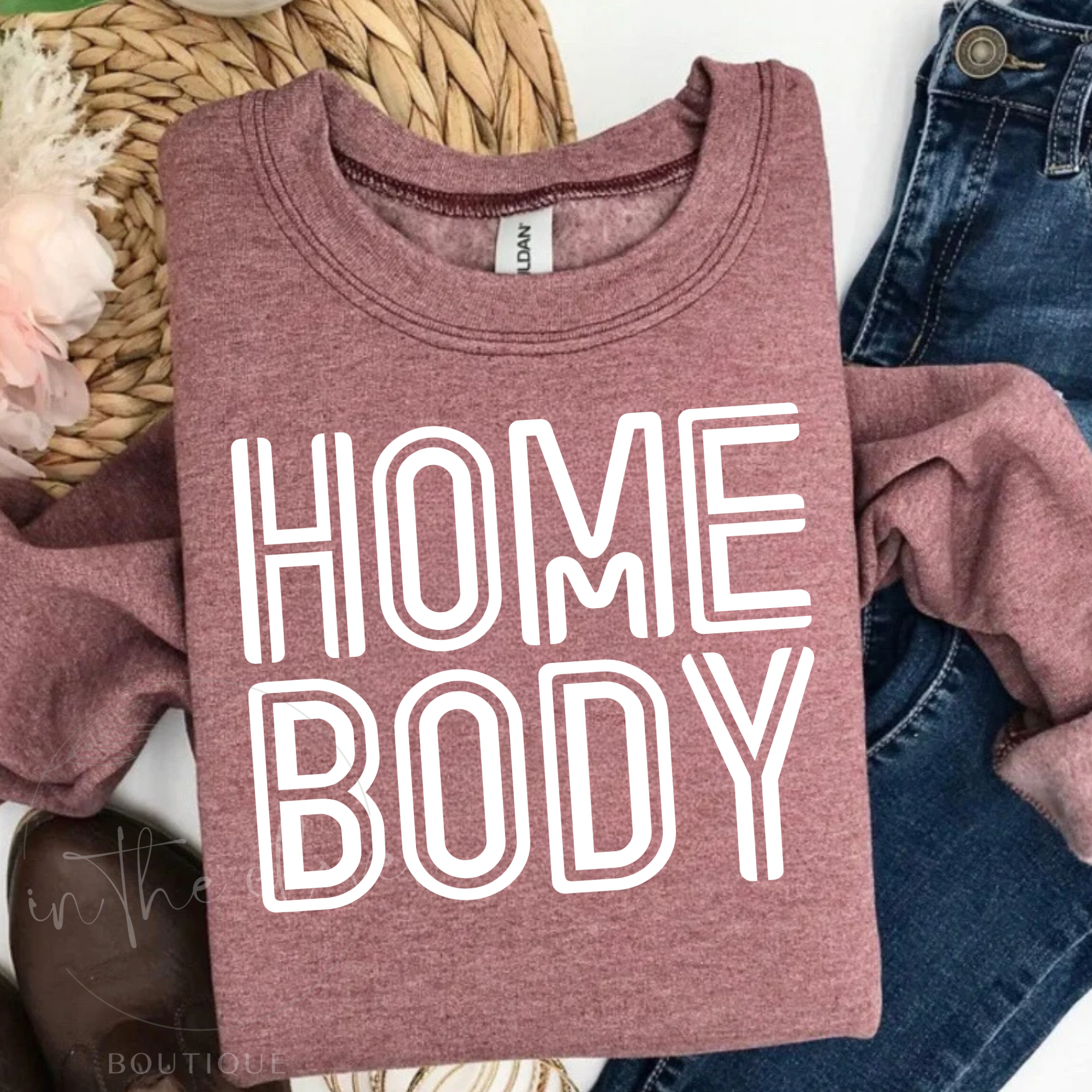 HOMEBODY Heathered Maroon Crewneck