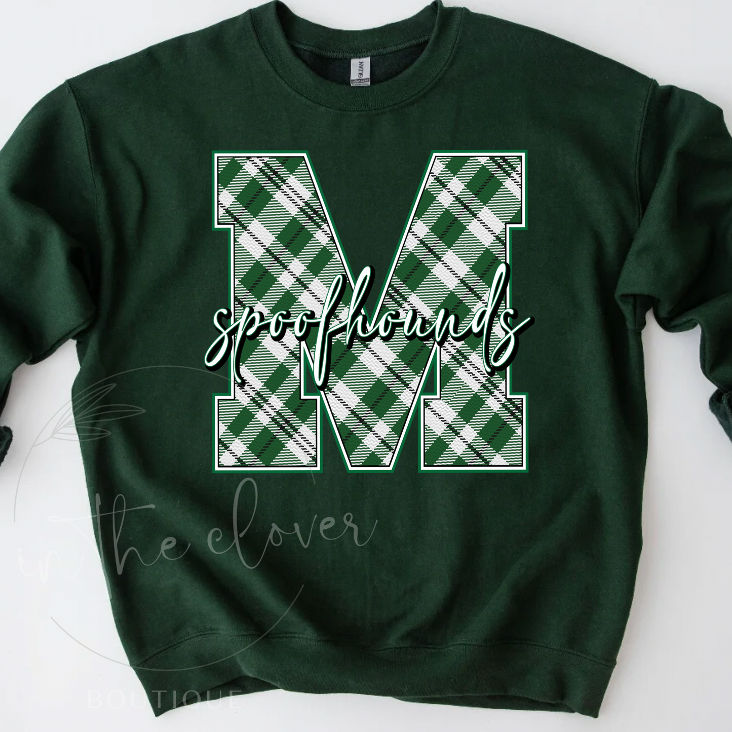 Plaid M Spoofhounds Forest Green Crewneck