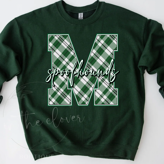 Plaid M Spoofhounds Forest Green Crewneck