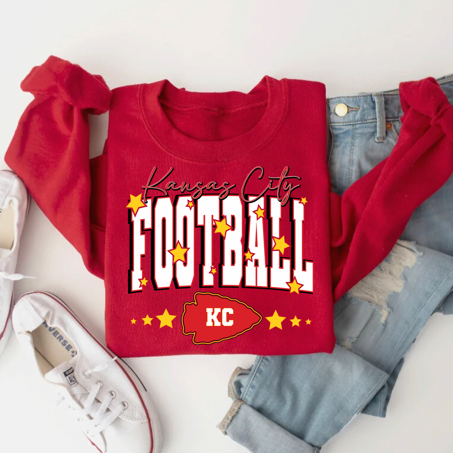 Kansas City Football Star Red Crewneck