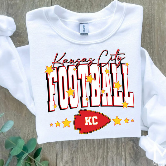 Kansas City Football Star White Crewneck