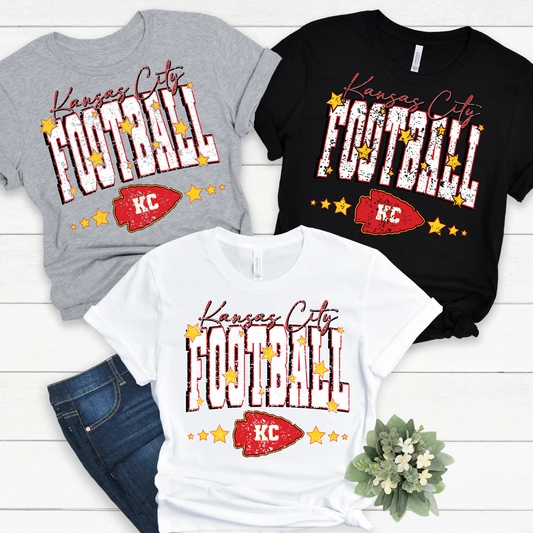 Kansas City Football Star Distressed Tee