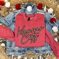 LEOPARD KANSAS CITY SCRIPT - HEATHER RED CREWNECK