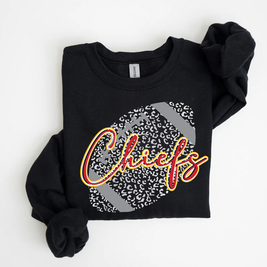 Silver Leopard Chiefs Black Crewneck