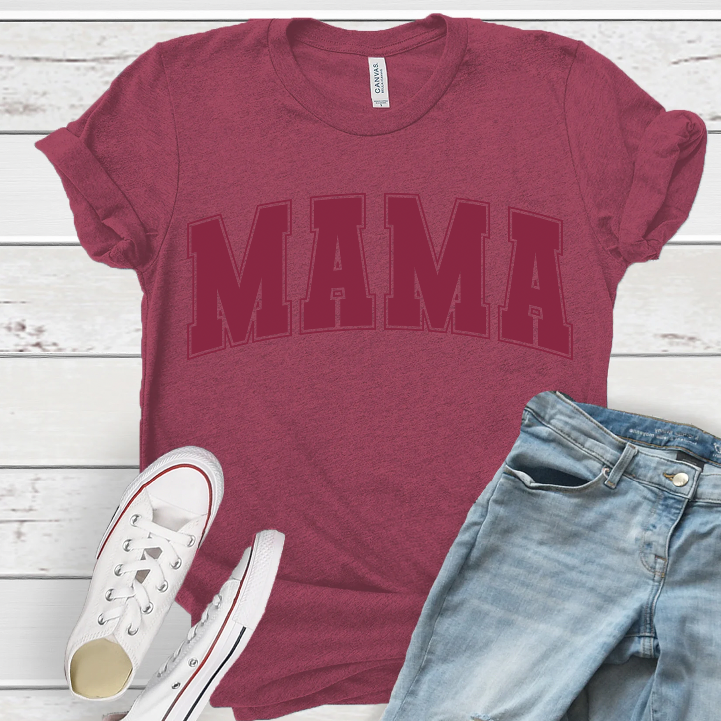 Mama Tone on Tone Heathered Raspberry Tee