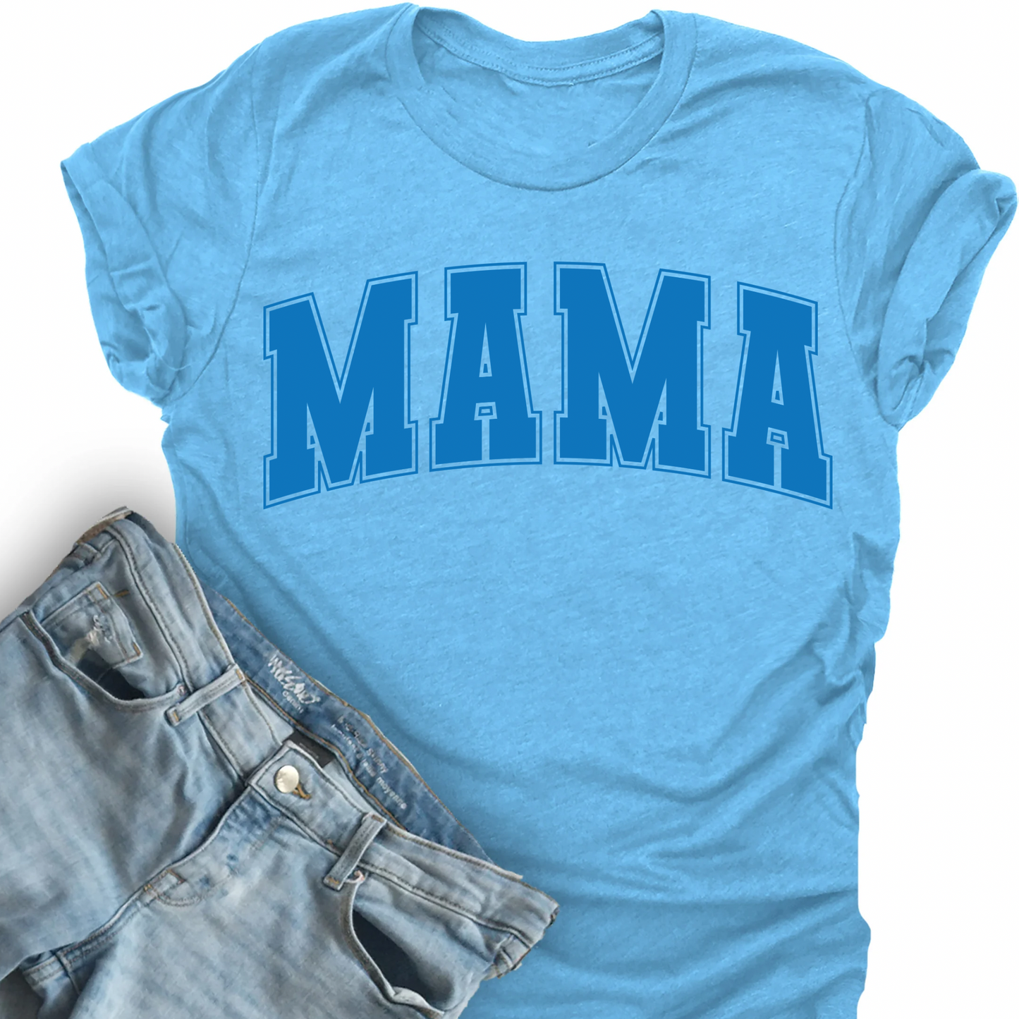 Mama Tone on Tone Heathered Blue Tee