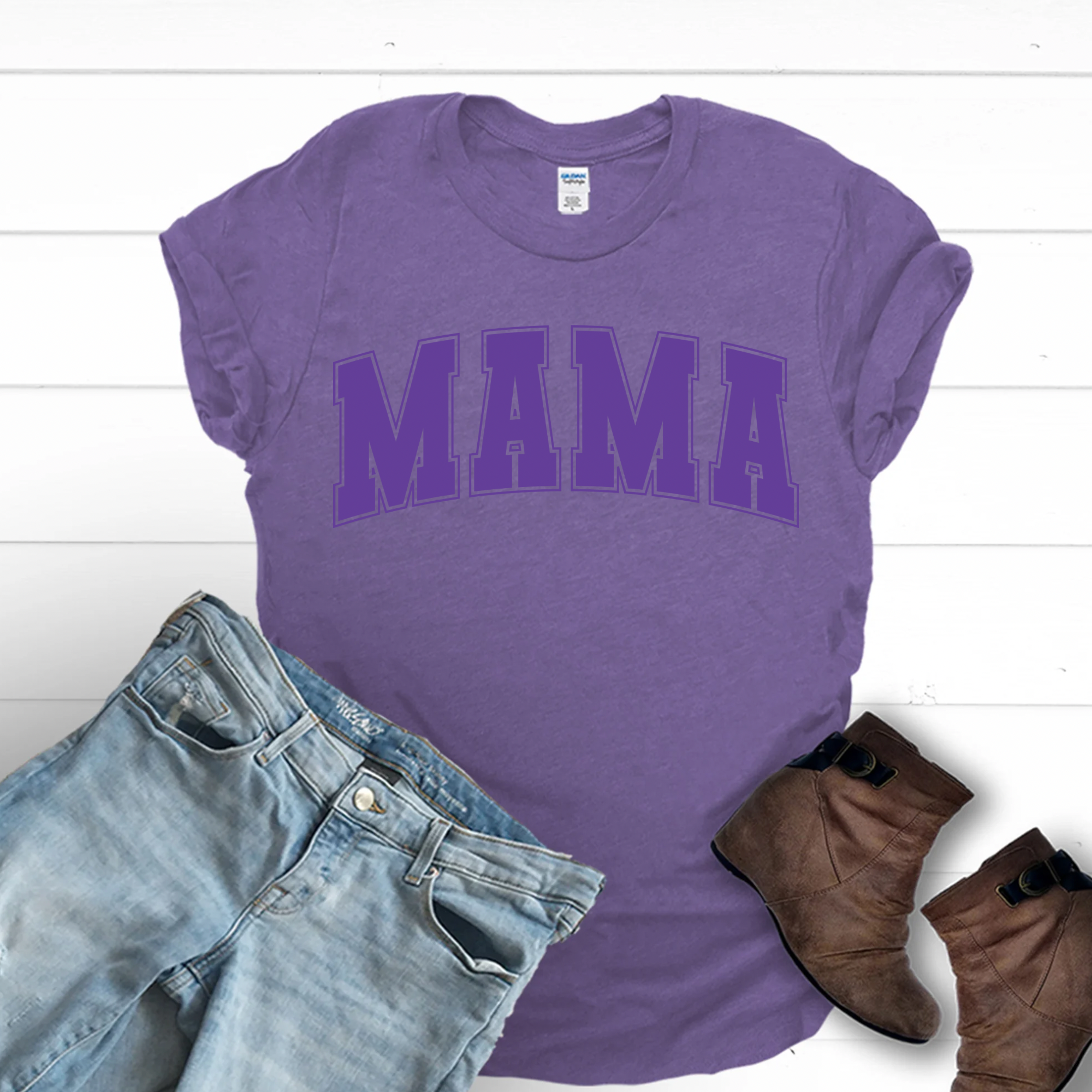 Mama Tone on Tone Heathered Purple Tee