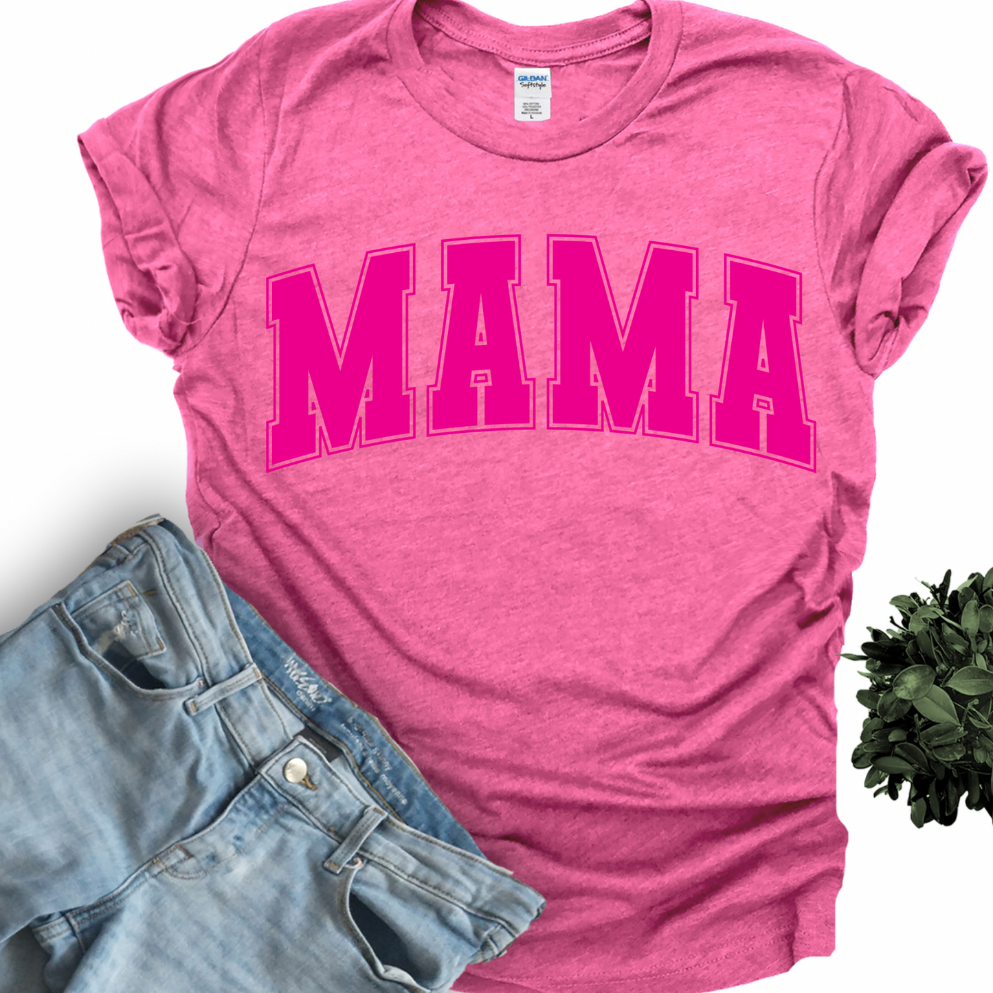 Mama Tone on Tone Heathered Pink Tee