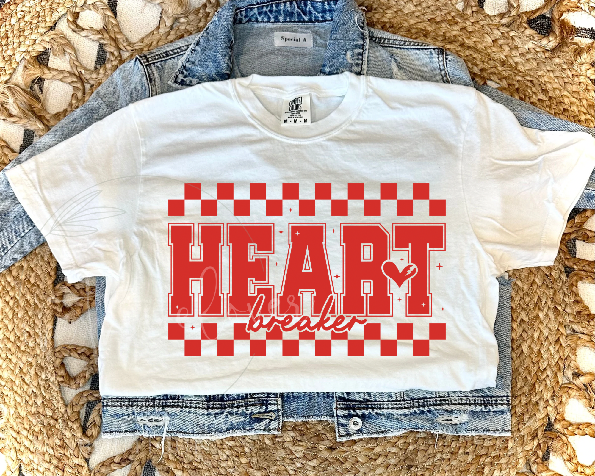 CHECKERED HEARTBREAKER - WHITE TEE