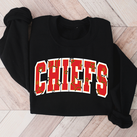 Stars Red/White Chiefs Black Crewneck