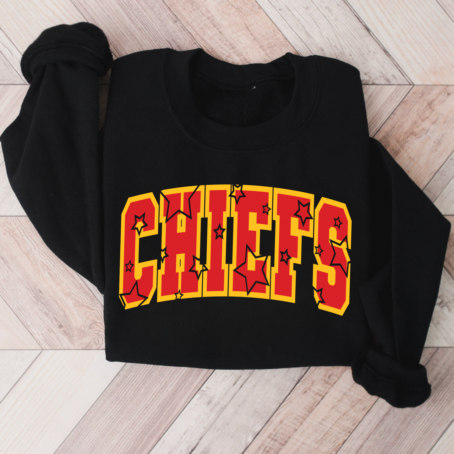 Stars Red/Yellow Chiefs Black Crewneck