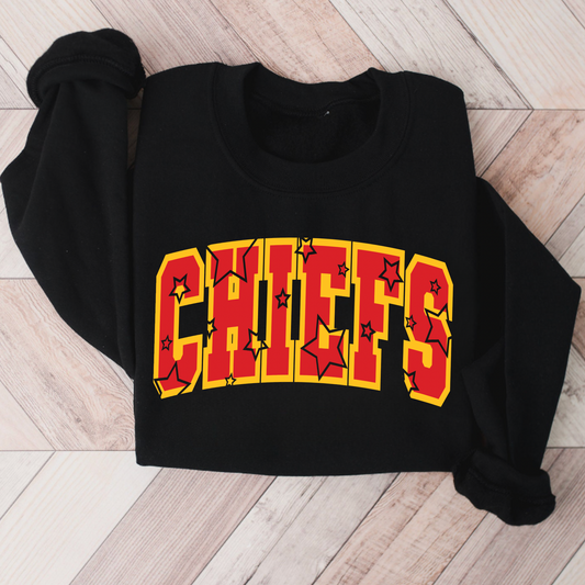 Stars Red/Yellow Chiefs Black Crewneck