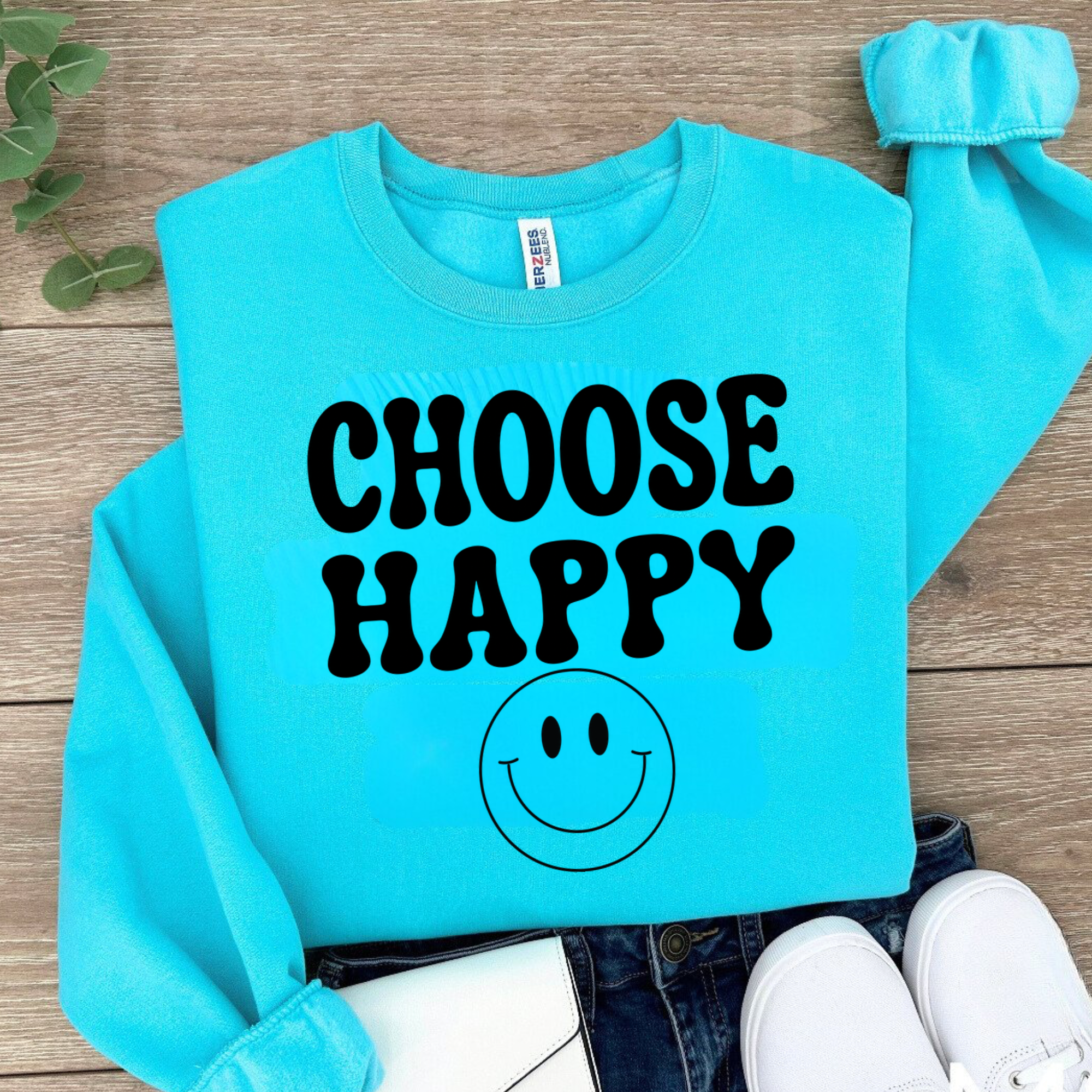Choose Happy Blue Crewneck