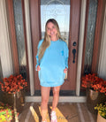 Blue Puff Cross - Blue Crewneck