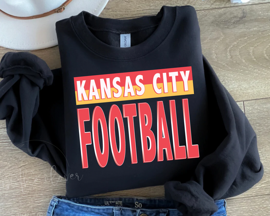 Kansas City Football Block Ombre Black Crewneck