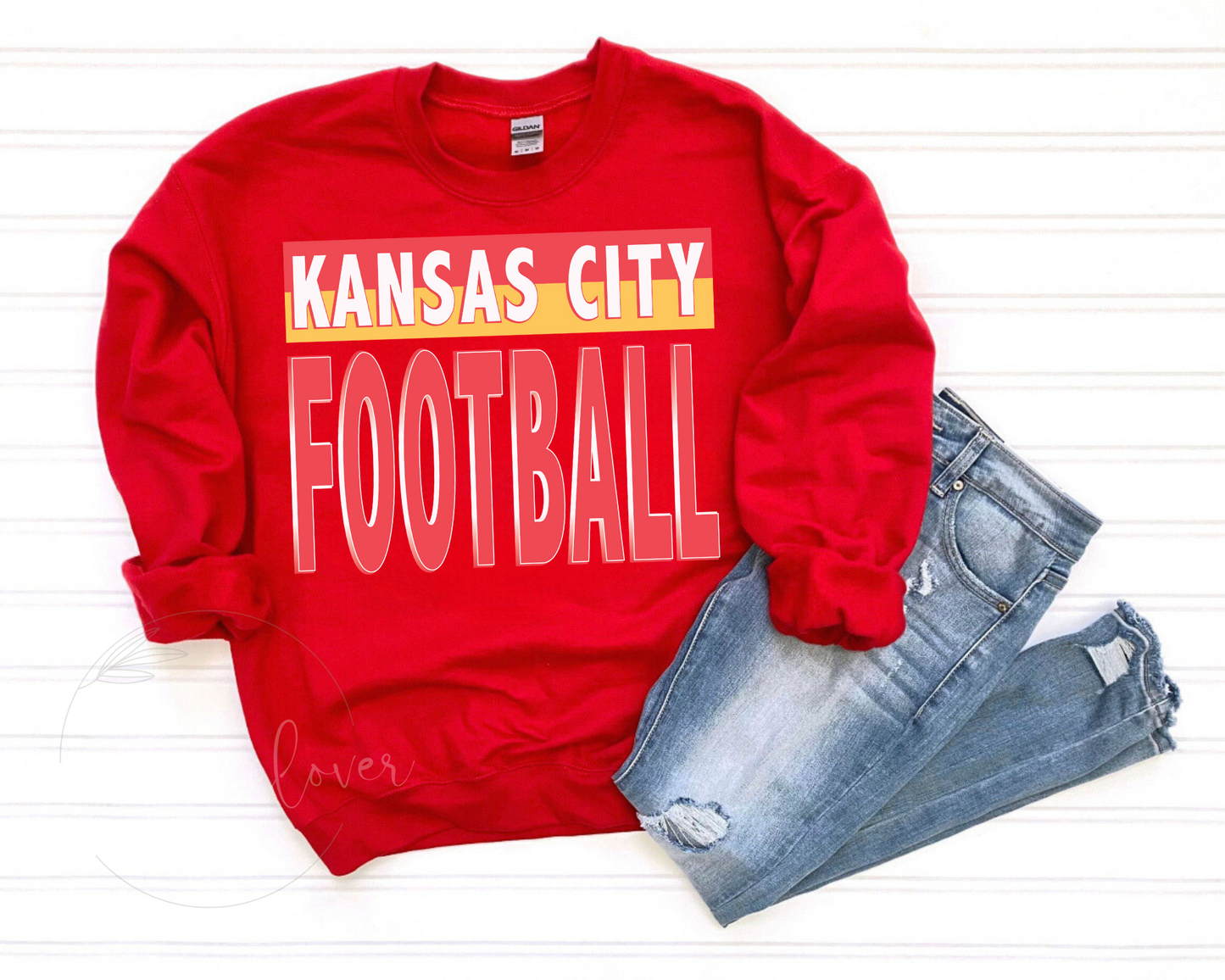 Kansas City Block Ombre Red Crewneck