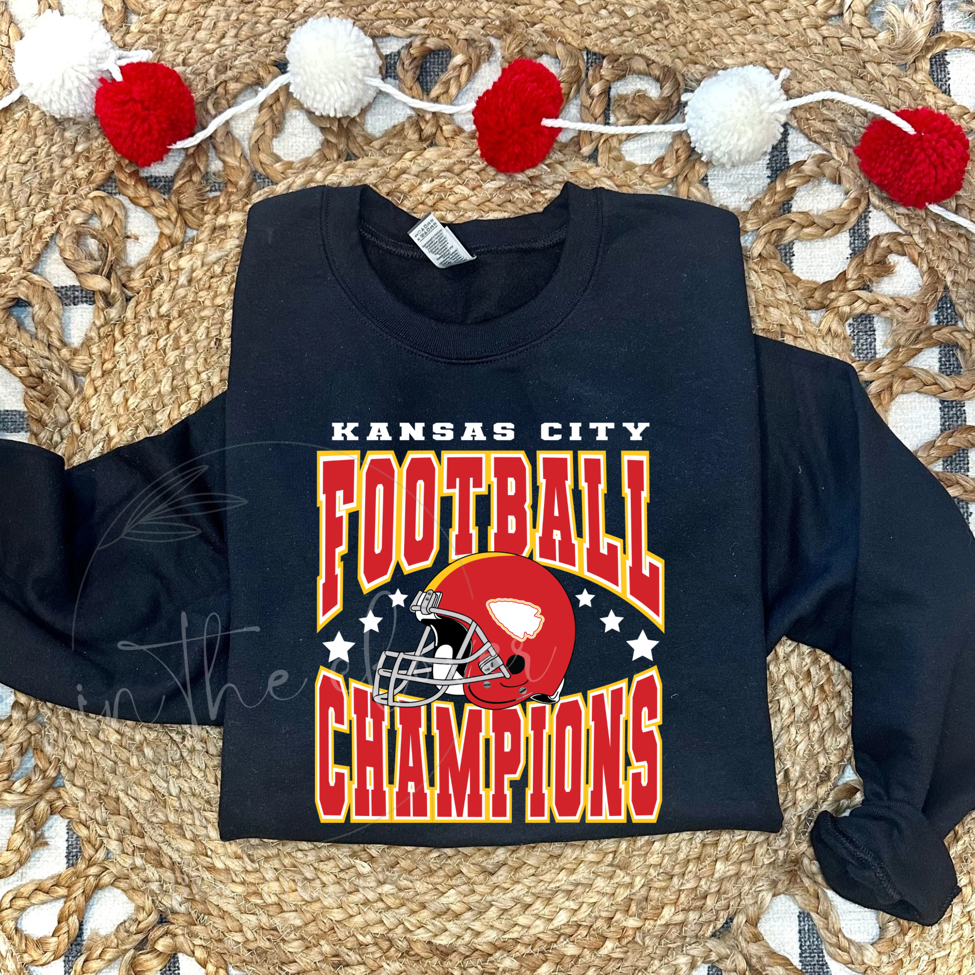 KANSAS CITY FOOTBALL CHAMPIONS WITH STARS - BLACK CREWENCK
