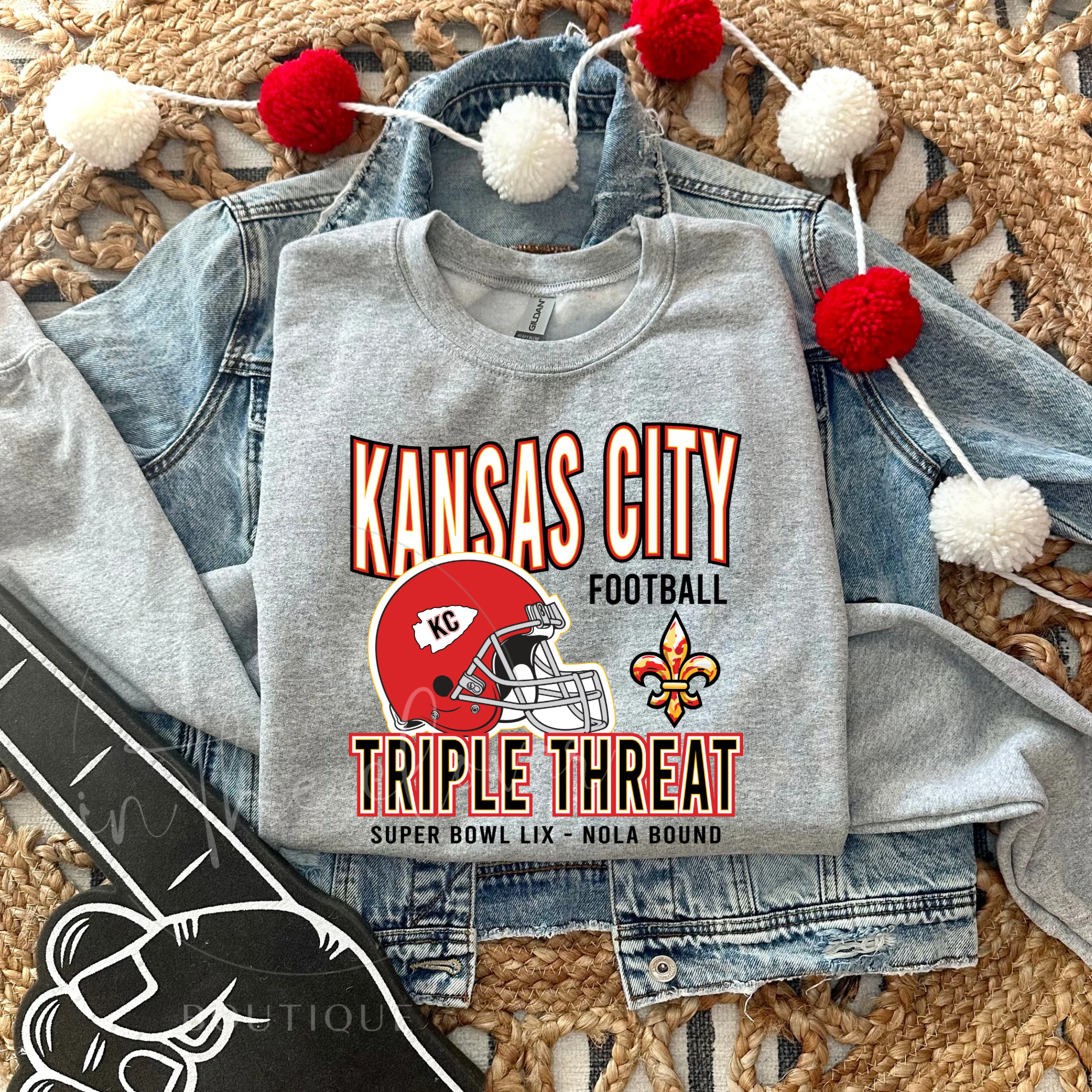 KANSAS CITY TRIPLE THREAT - SPORT GREY CREWNECK