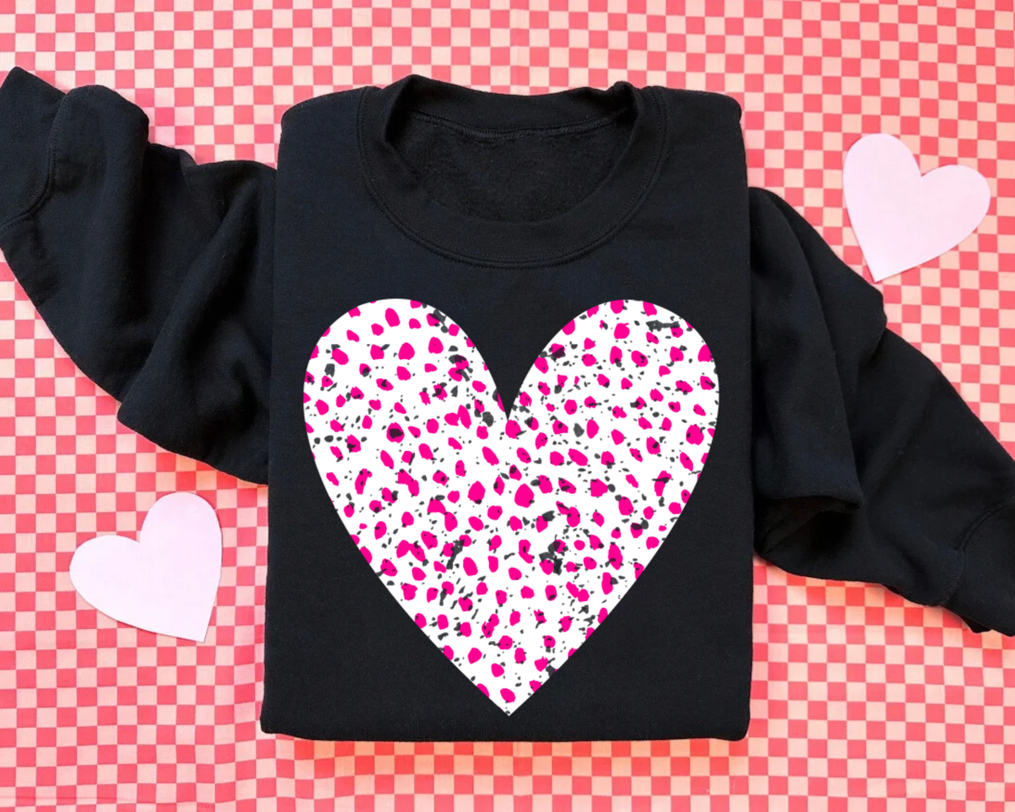 PINK DALMATION - BLACK SWEATSHIRT