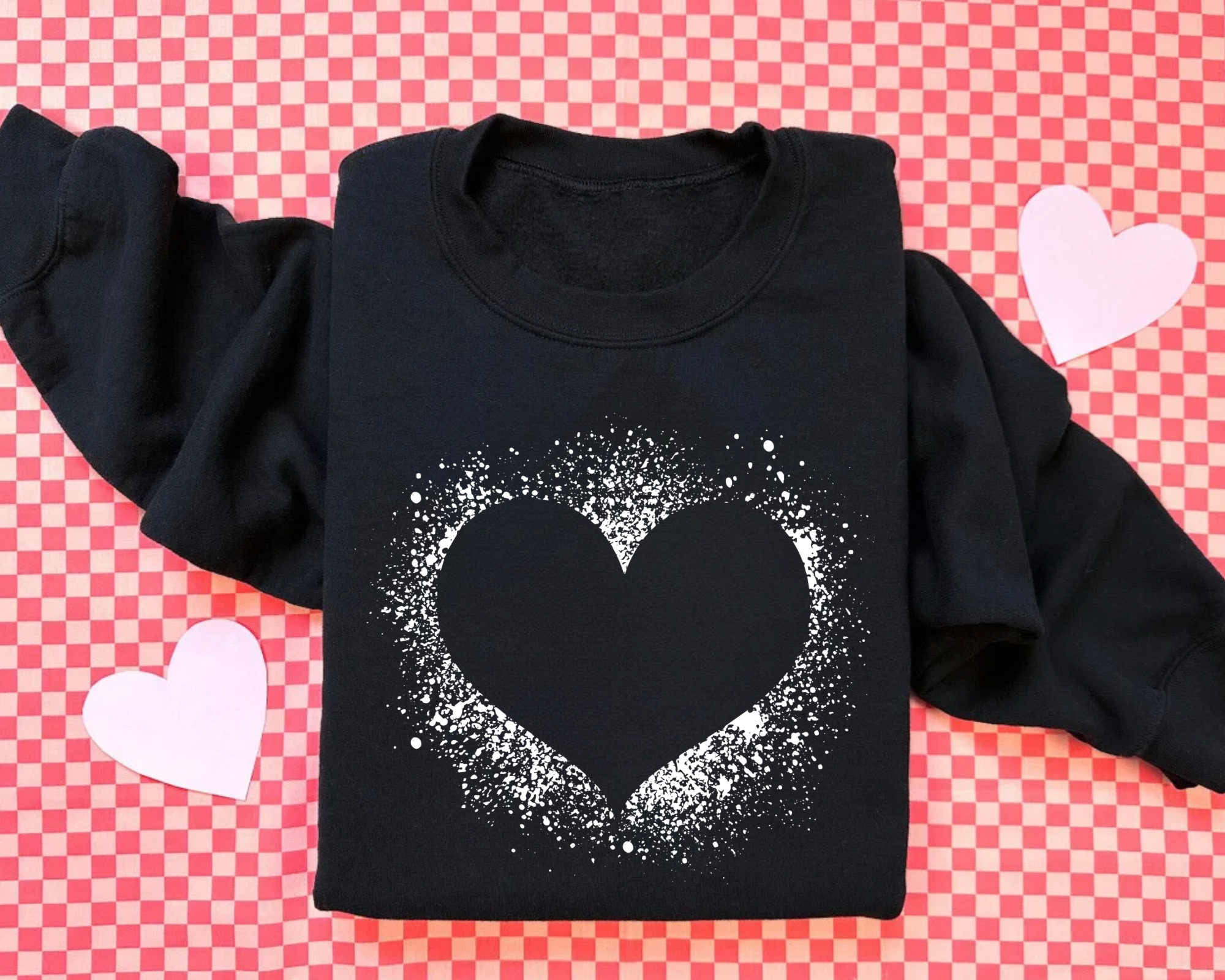 SPLATTER HEART - BLACK CREWNECK