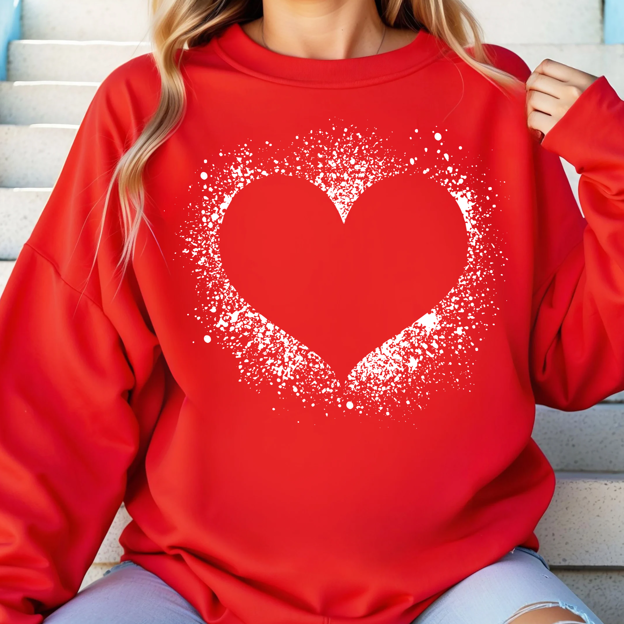 SPLATTER HEART - RED CREWNECK