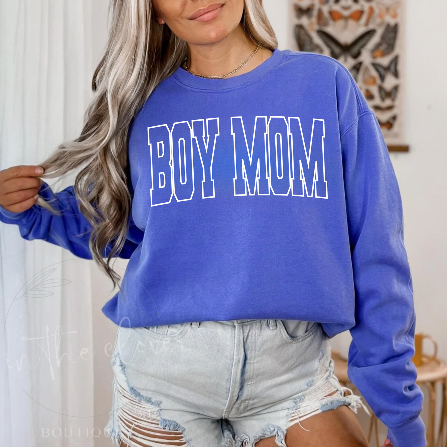 BOY MOM - BLUE LONG SLEEVE TEE