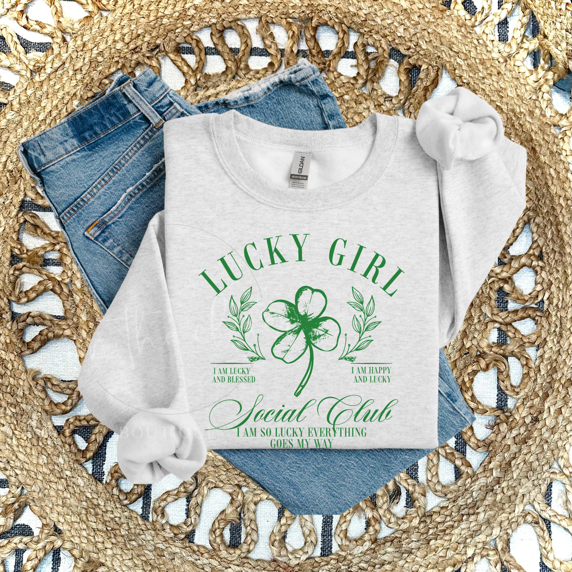 GREEN LUCKY GIRL SOCIAL CLUB - ASH CREWNECK