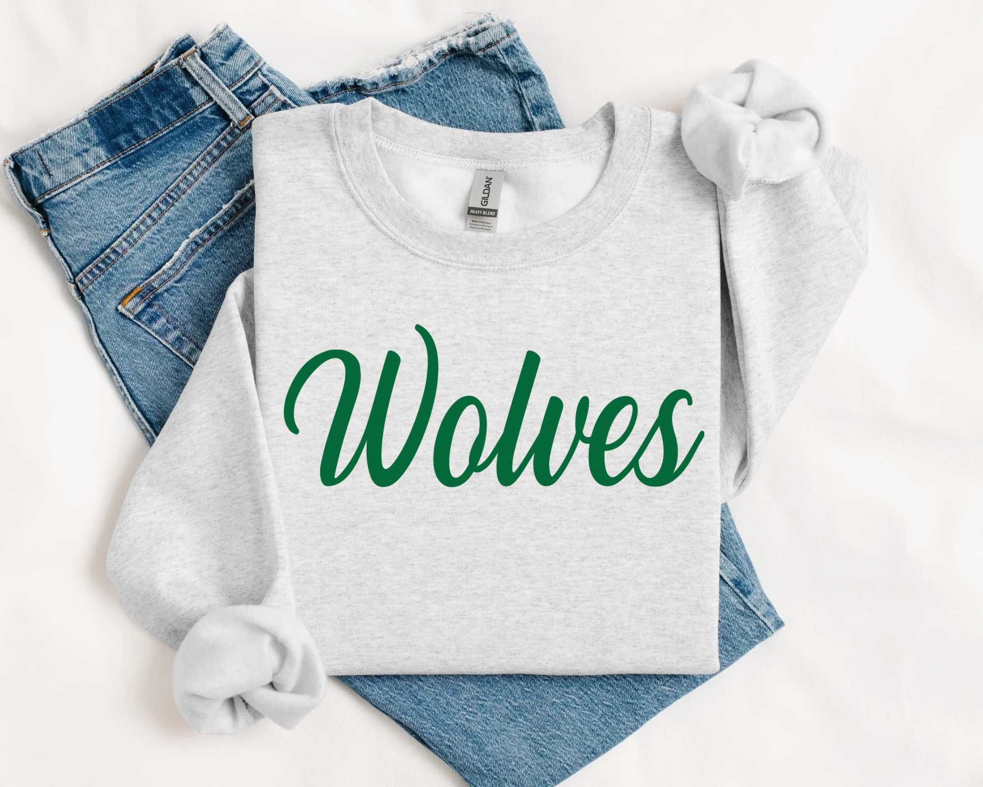 WOLVES - ASH CREWNECK