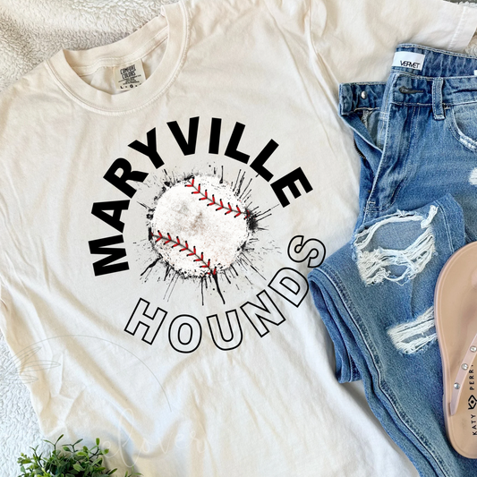 Hounds Splatter Baseball Ivory Tee