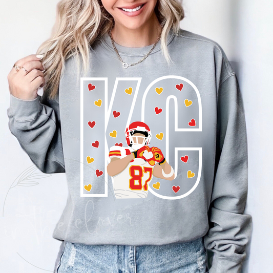 Heart KC Travis Kelce Gray Crewneck