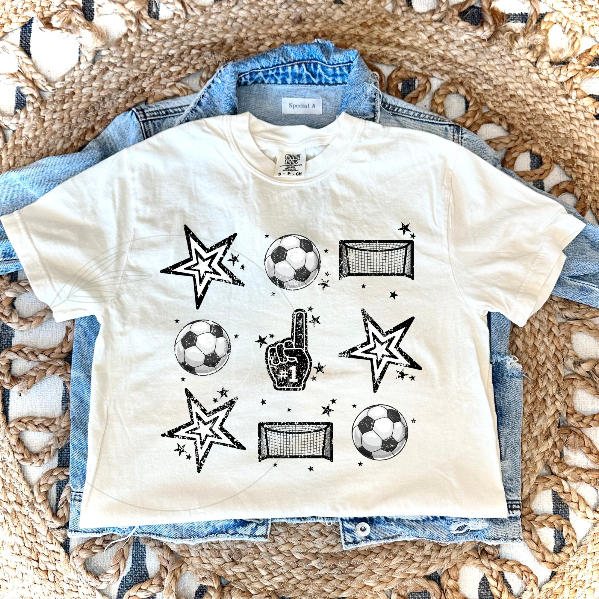 DISTRESSED SOCCER COLLAGE - IVORY TEE