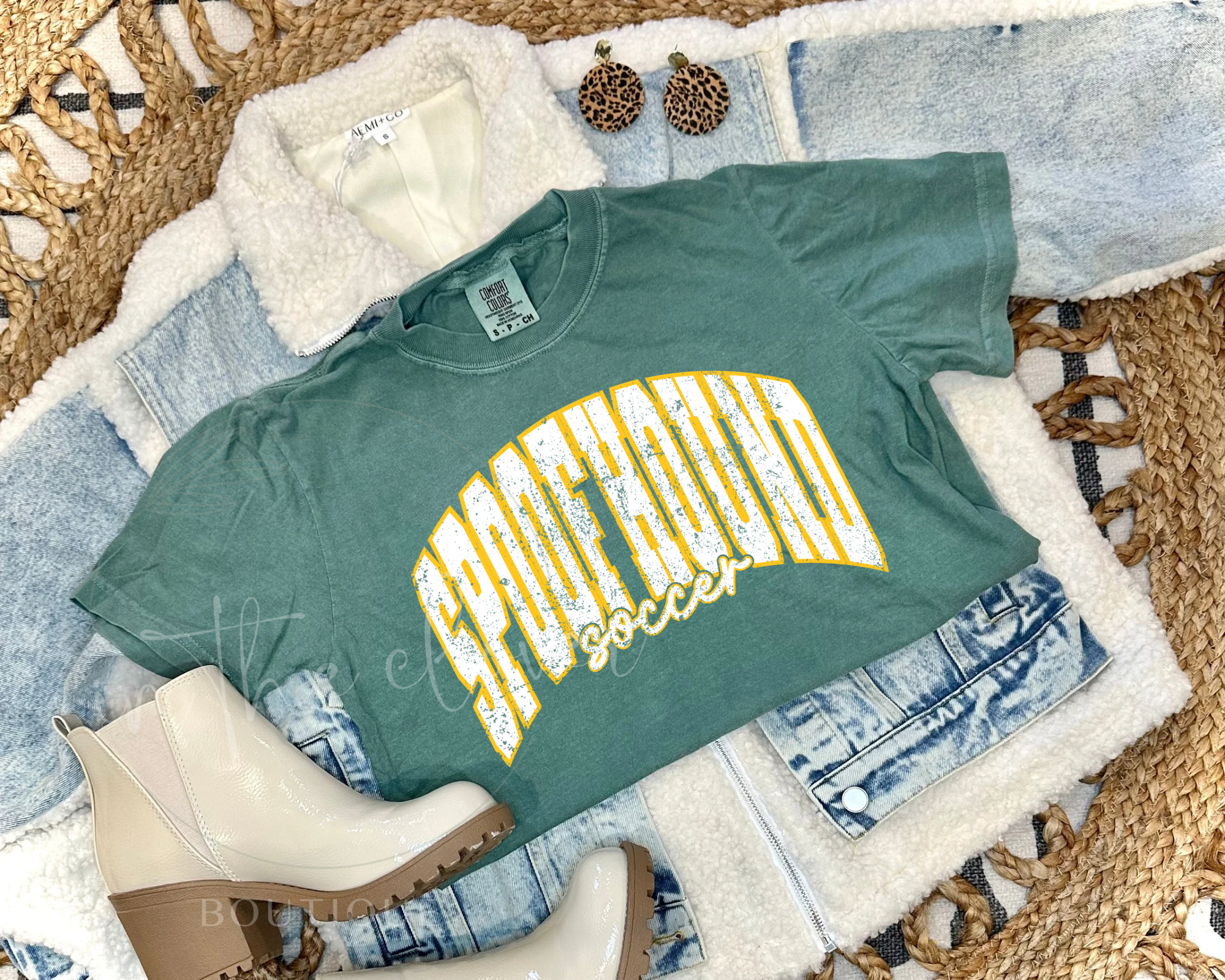 DISTRESSED SPOOFHOUND SOCCER- LIGHT GREEN TEE