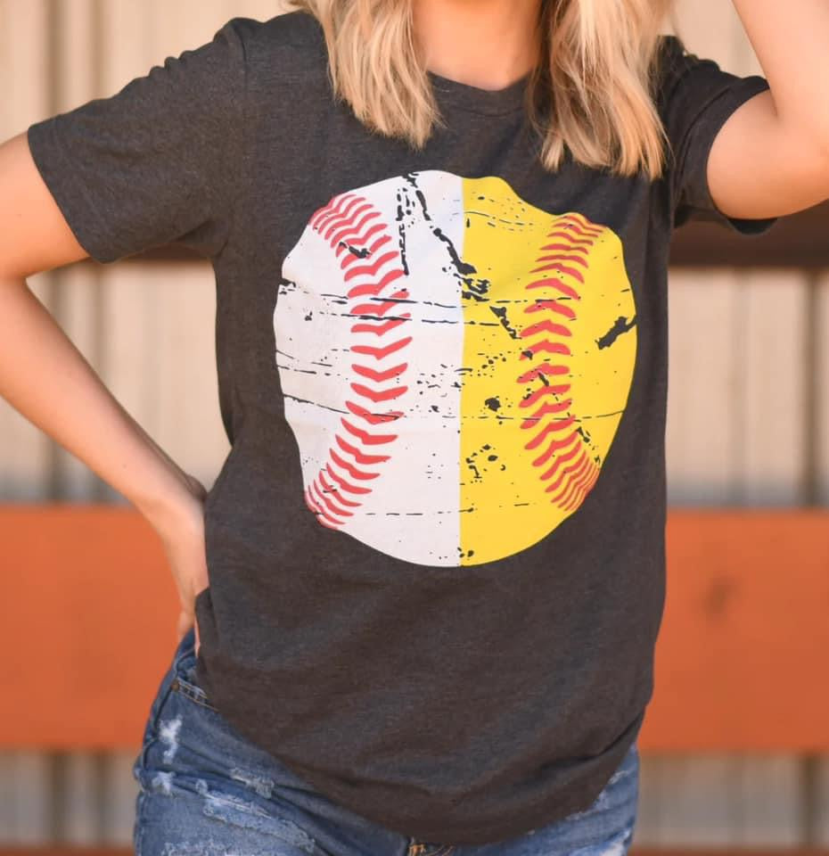 Half Baseball Half Softball Tee