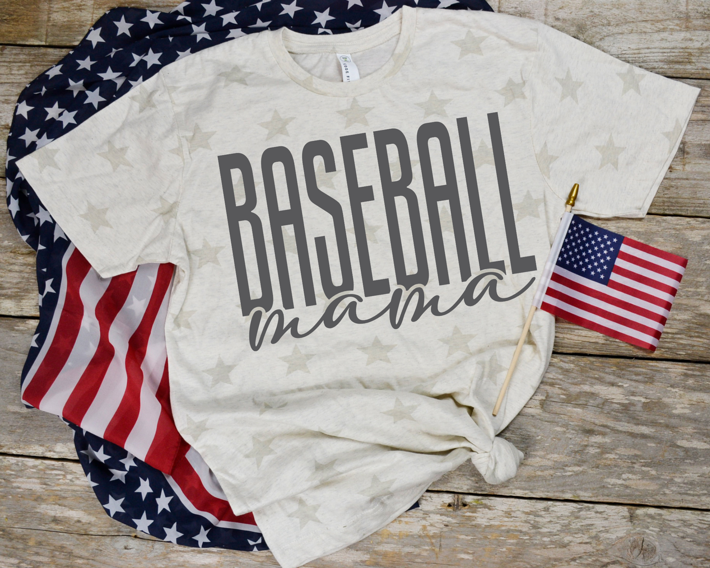 Tall Baseball Mama Tan Star Tee