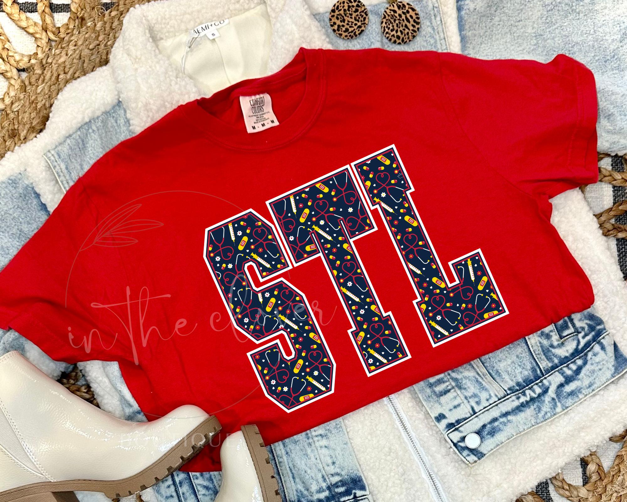 NURSE THEMED STL - RED TEE