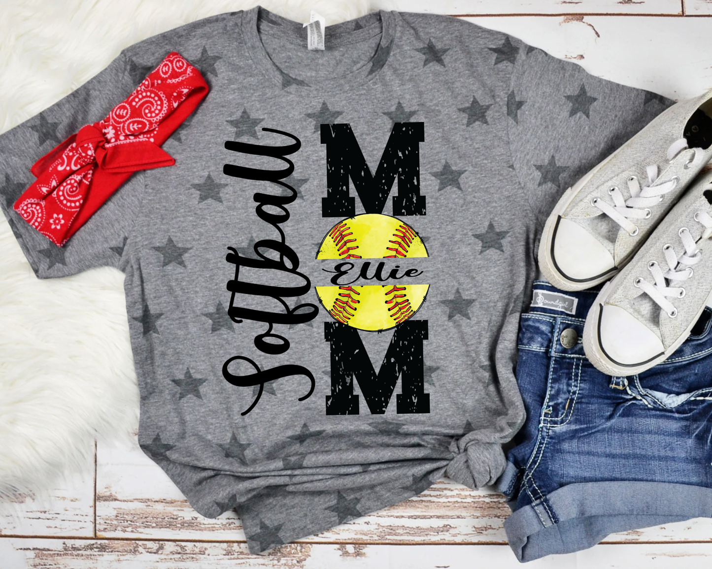 Custom Softball Gray Star Tee