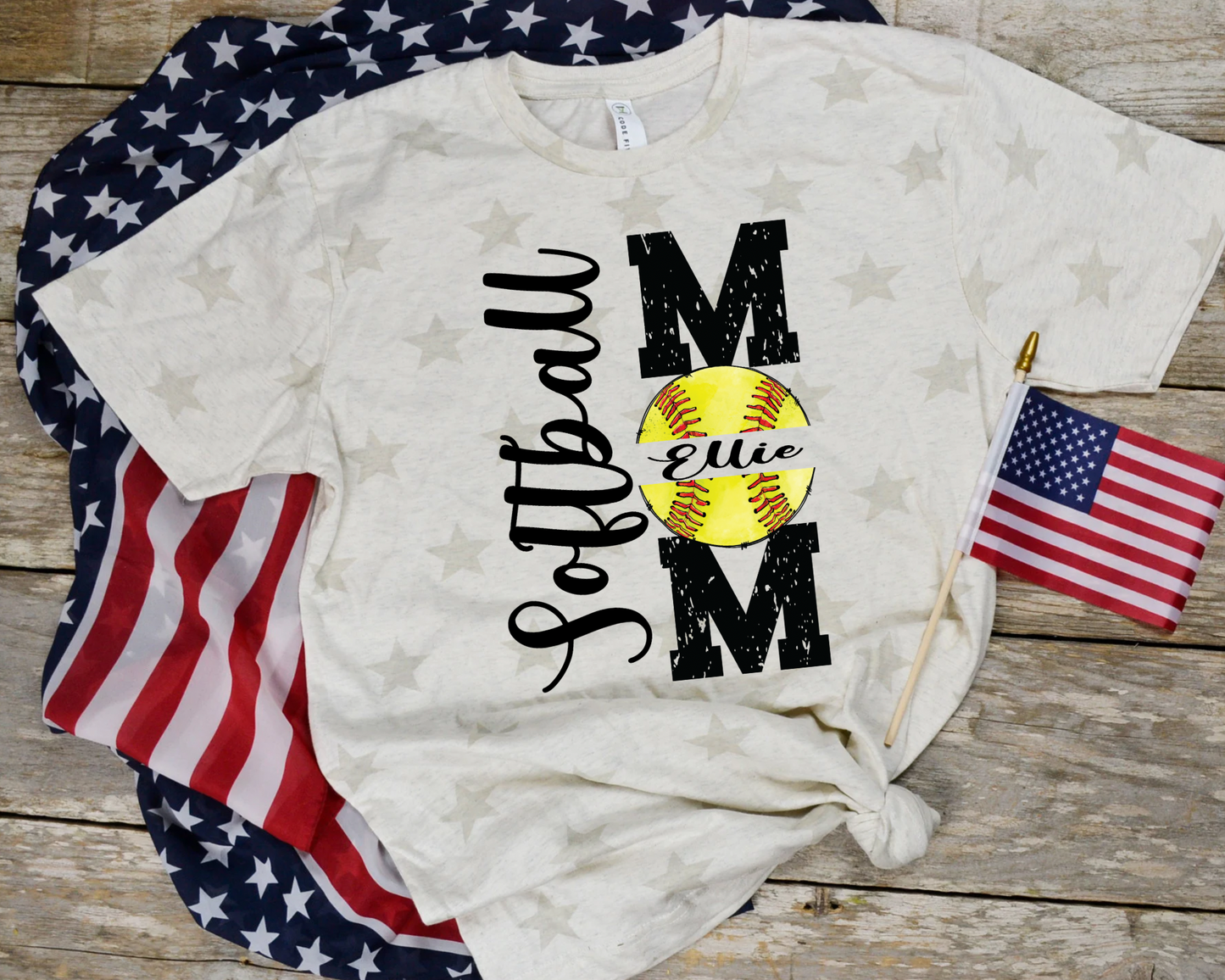 Custom Softball Mom Tan Star Tee