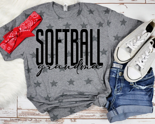 Tall Softball Grandma Gray Tee