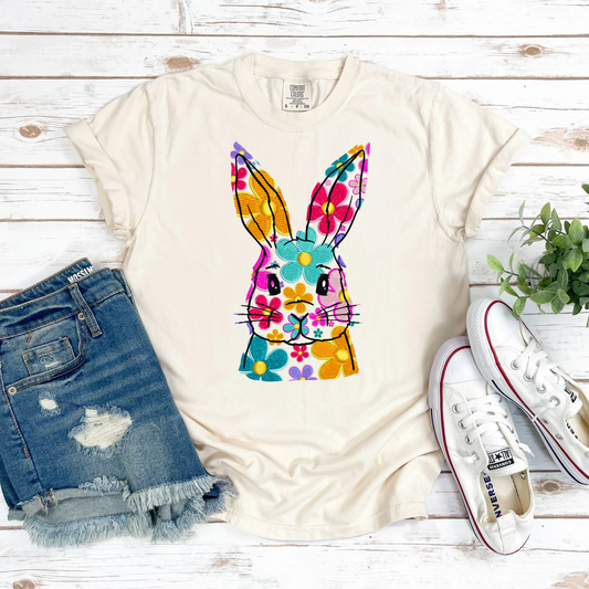 Flower Bunny Ivory Tee